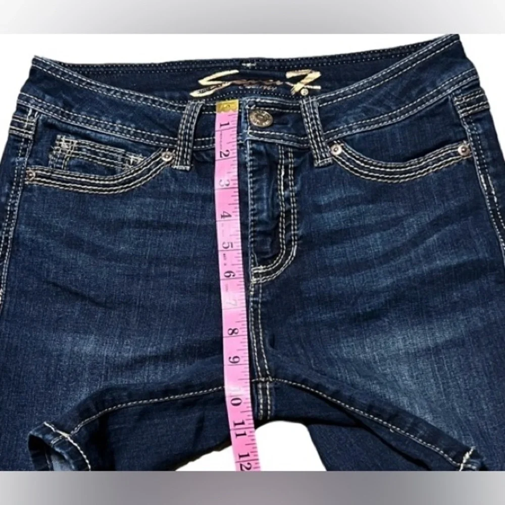 Seven7 Dark Denim Blue Jean Shorts Cotton Polyester Spandex Women Size 4